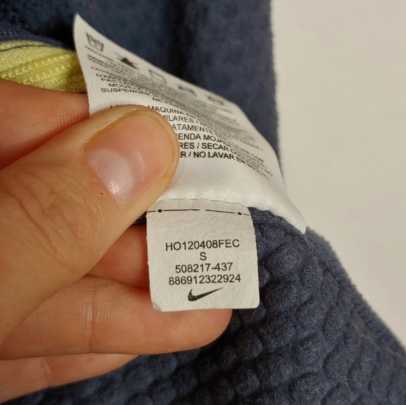 Nike Funnel Neck Fleece Pullover Side Zipper Blue Gray Yellow 508217-437 Small S - Picture 10 of 11